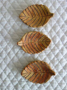 Lot of 3 2017 ISABEL BLOOM Concrete Art Fall Autumn Leaves Décor Trinket Holders